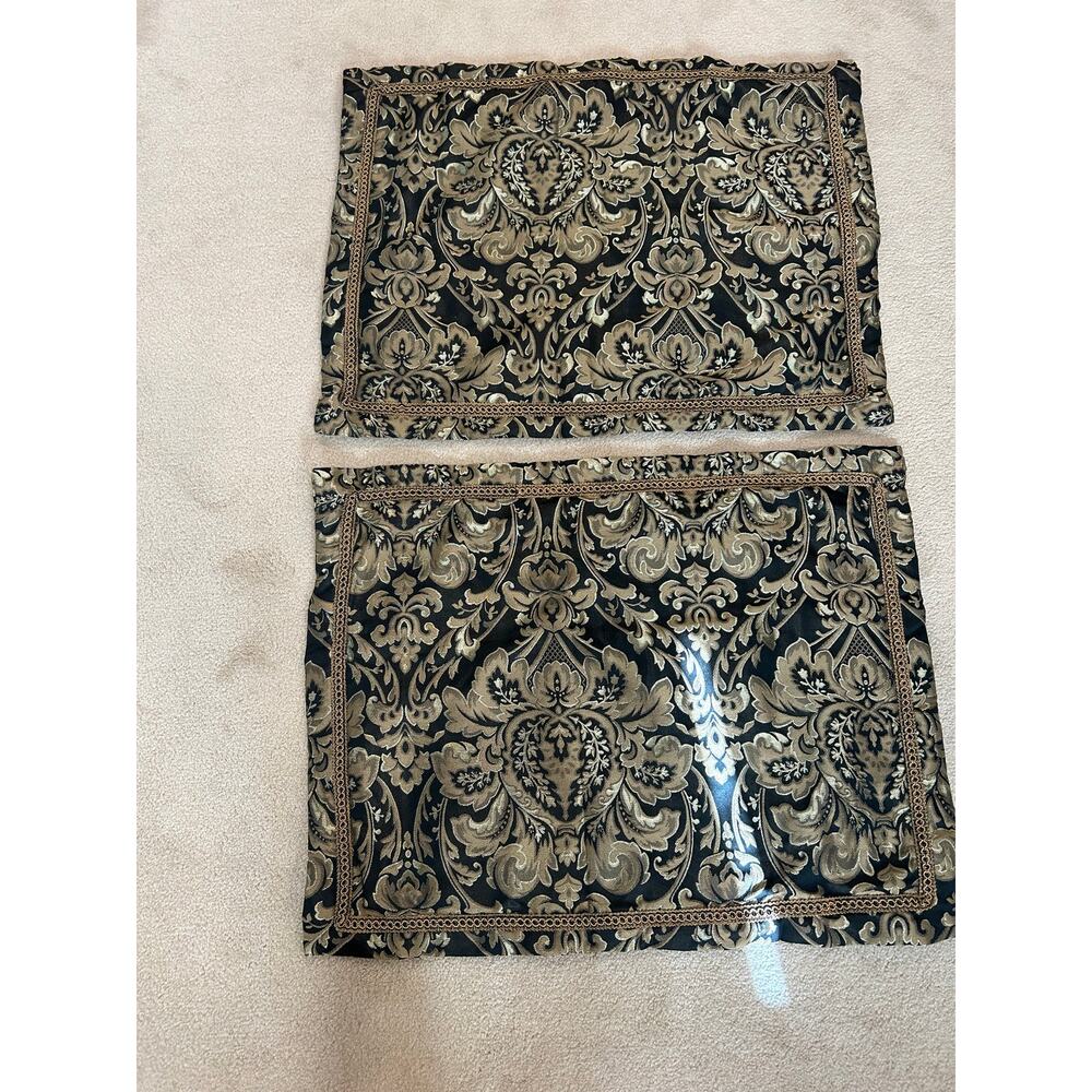 Pillow shams Queen Street classic black/ gold damask brocade